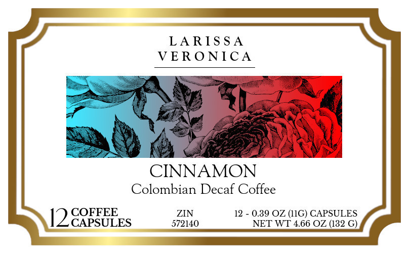 Cinnamon Colombian Decaf Coffee <BR>(Single Serve K-Cup Pods) - Label
