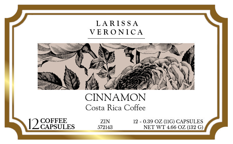 Cinnamon Costa Rica Coffee <BR>(Single Serve K-Cup Pods) - Label
