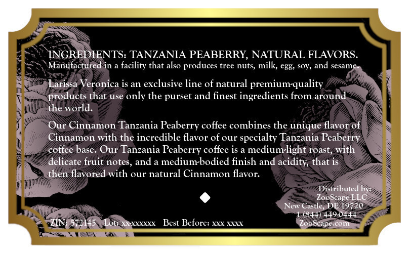 Cinnamon Tanzania Peaberry Coffee <BR>(Single Serve K-Cup Pods)