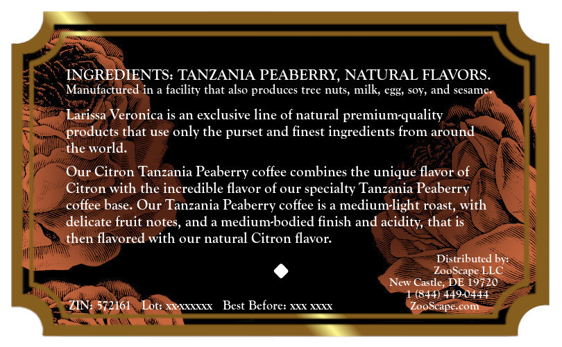 Citron Tanzania Peaberry Coffee <BR>(Single Serve K-Cup Pods)