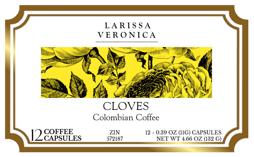Cloves Colombian Coffee <BR>(Single Serve K-Cup Pods) - Label