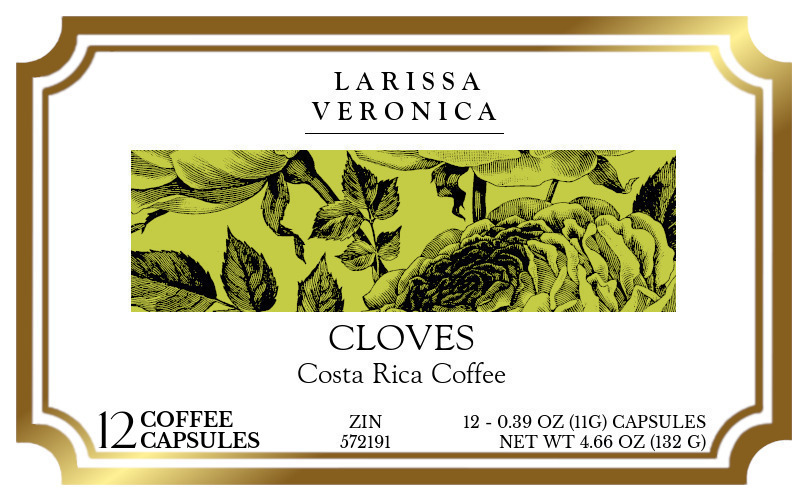 Cloves Costa Rica Coffee <BR>(Single Serve K-Cup Pods) - Label
