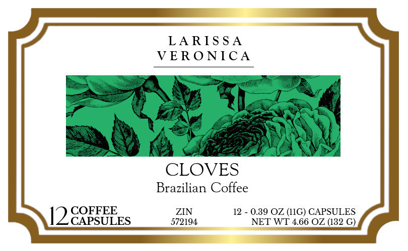 Cloves Brazilian Coffee <BR>(Single Serve K-Cup Pods) - Label