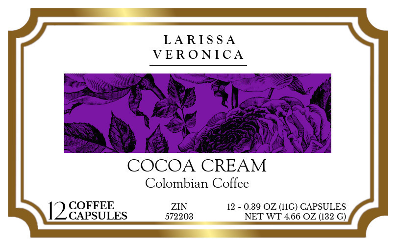 Cocoa Cream Colombian Coffee <BR>(Single Serve K-Cup Pods) - Label