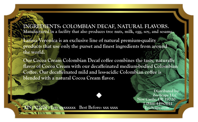 Cocoa Cream Colombian Decaf Coffee <BR>(Single Serve K-Cup Pods)