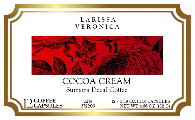 Cocoa Cream Sumatra Decaf Coffee <BR>(Single Serve K-Cup Pods) - Label