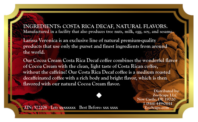 Cocoa Cream Costa Rica Decaf Coffee <BR>(Single Serve K-Cup Pods)