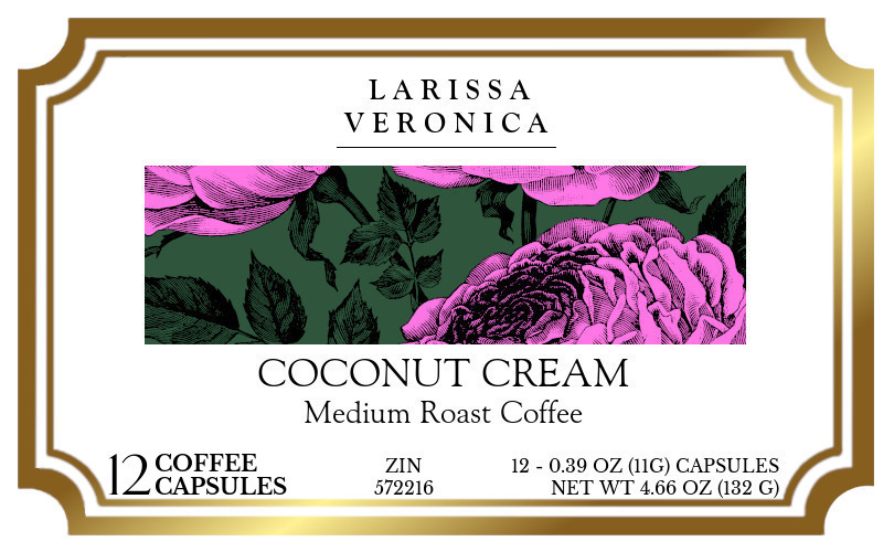 Coconut Cream Medium Roast Coffee <BR>(Single Serve K-Cup Pods) - Label