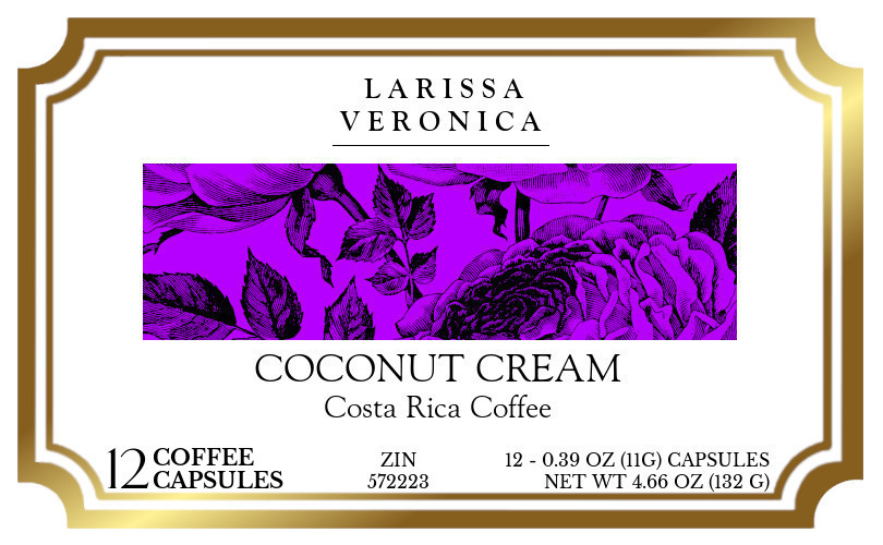 Coconut Cream Costa Rica Coffee <BR>(Single Serve K-Cup Pods) - Label