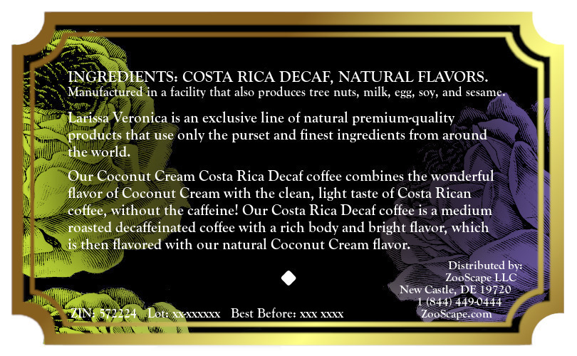 Coconut Cream Costa Rica Decaf Coffee <BR>(Single Serve K-Cup Pods)