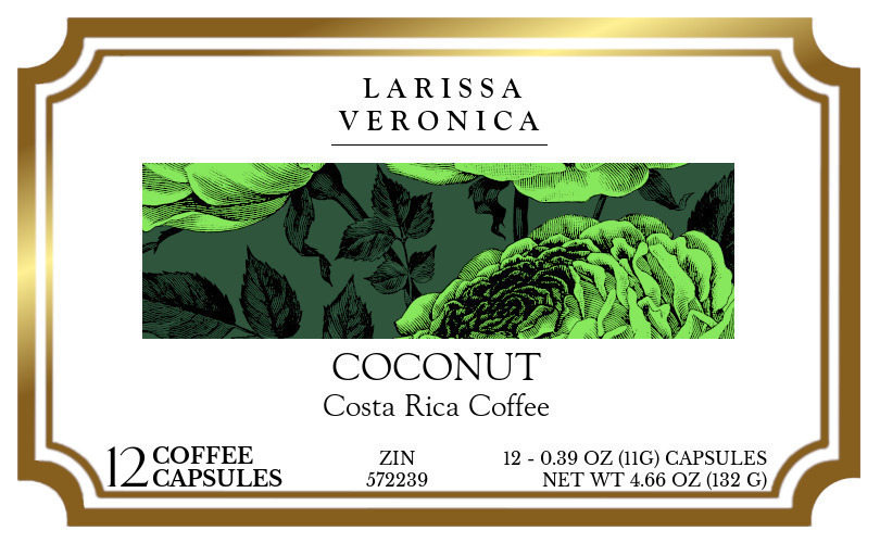Coconut Costa Rica Coffee <BR>(Single Serve K-Cup Pods) - Label
