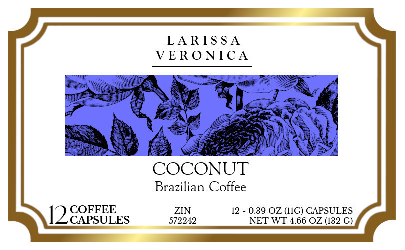 Coconut Brazilian Coffee <BR>(Single Serve K-Cup Pods) - Label
