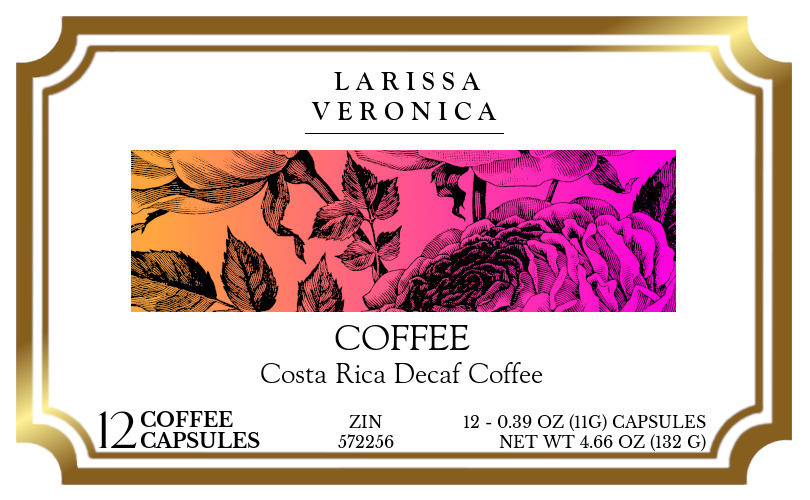 Coffee Costa Rica Decaf Coffee <BR>(Single Serve K-Cup Pods) - Label