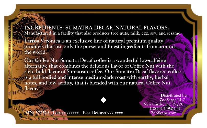 Coffee Nut Sumatra Decaf Coffee <BR>(Single Serve K-Cup Pods)