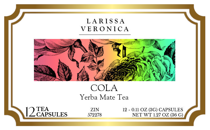 Cola Yerba Mate Tea <BR>(Single Serve K-Cup Pods) - Label