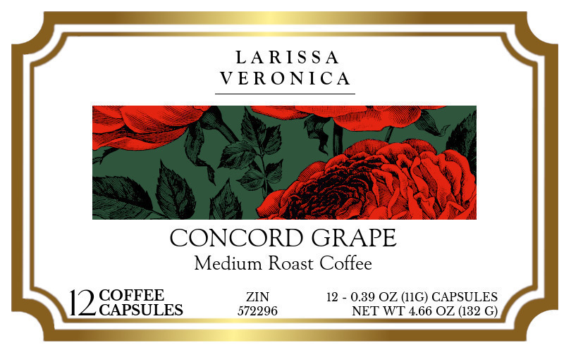 Concord Grape Medium Roast Coffee <BR>(Single Serve K-Cup Pods) - Label