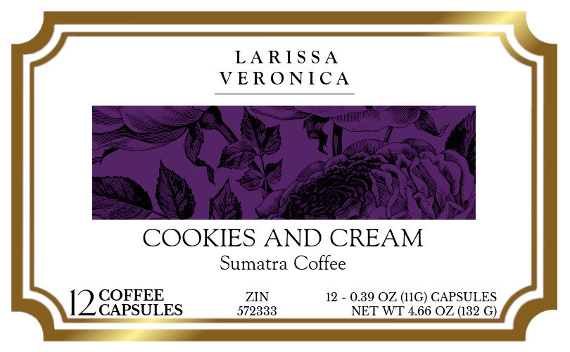 Cookies and Cream Sumatra Coffee <BR>(Single Serve K-Cup Pods) - Label