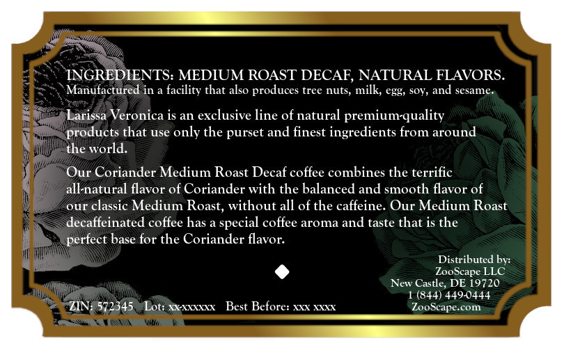 Coriander Medium Roast Decaf Coffee <BR>(Single Serve K-Cup Pods)