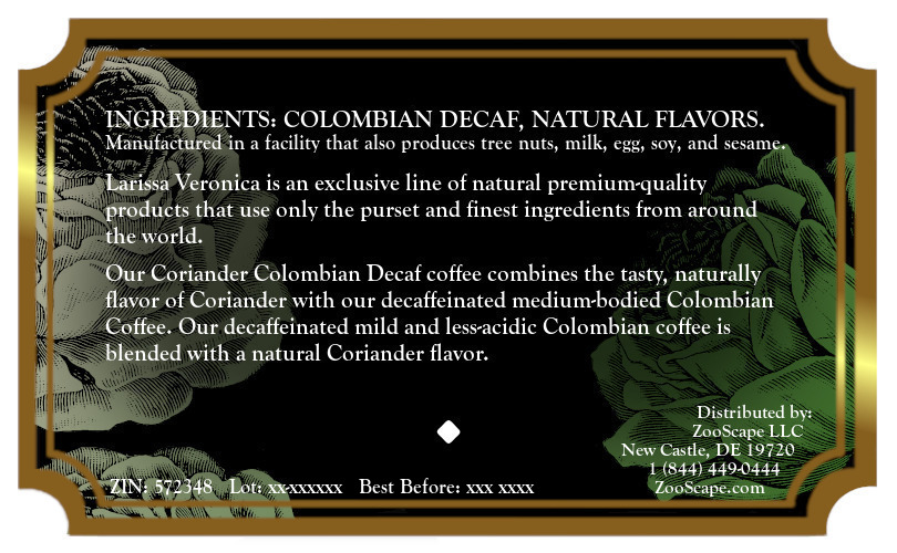 Coriander Colombian Decaf Coffee <BR>(Single Serve K-Cup Pods)