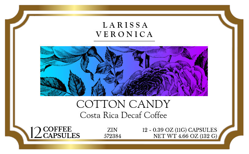 Cotton Candy Costa Rica Decaf Coffee <BR>(Single Serve K-Cup Pods) - Label