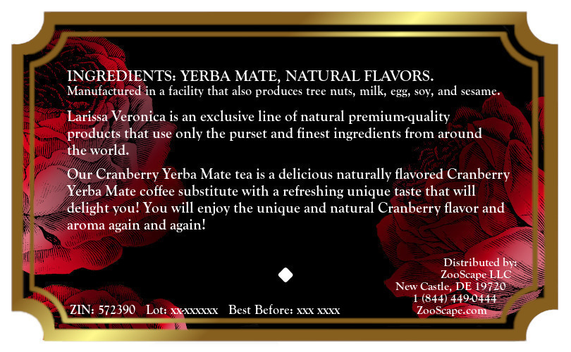 Cranberry Yerba Mate Tea <BR>(Single Serve K-Cup Pods)