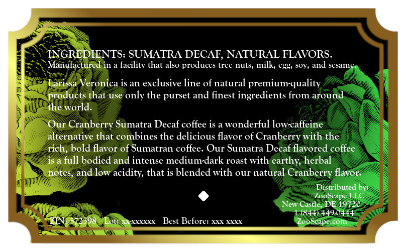 Cranberry Sumatra Decaf Coffee <BR>(Single Serve K-Cup Pods)