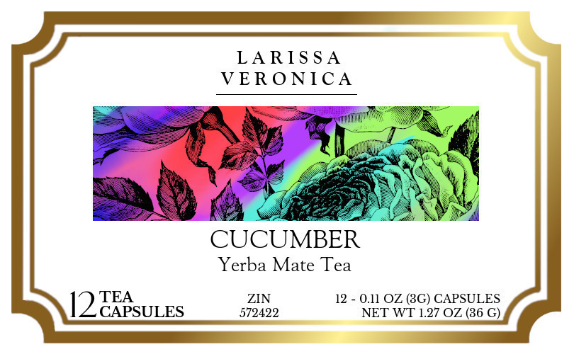 Cucumber Yerba Mate Tea <BR>(Single Serve K-Cup Pods) - Label