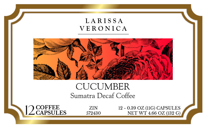 Cucumber Sumatra Decaf Coffee <BR>(Single Serve K-Cup Pods) - Label