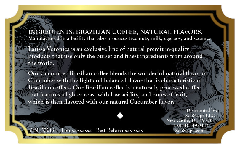 Cucumber Brazilian Coffee <BR>(Single Serve K-Cup Pods)