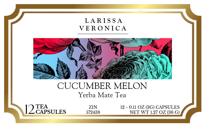 Cucumber Melon Yerba Mate Tea <BR>(Single Serve K-Cup Pods) - Label