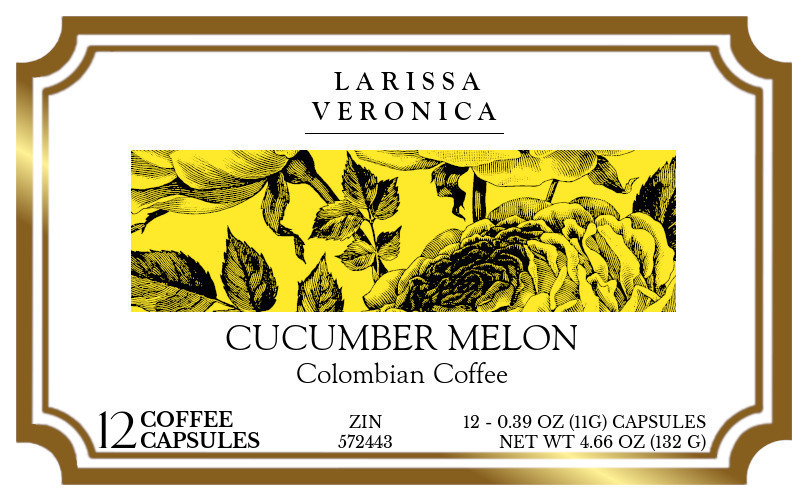 Cucumber Melon Colombian Coffee <BR>(Single Serve K-Cup Pods) - Label
