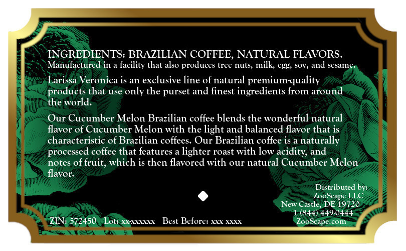 Cucumber Melon Brazilian Coffee <BR>(Single Serve K-Cup Pods)