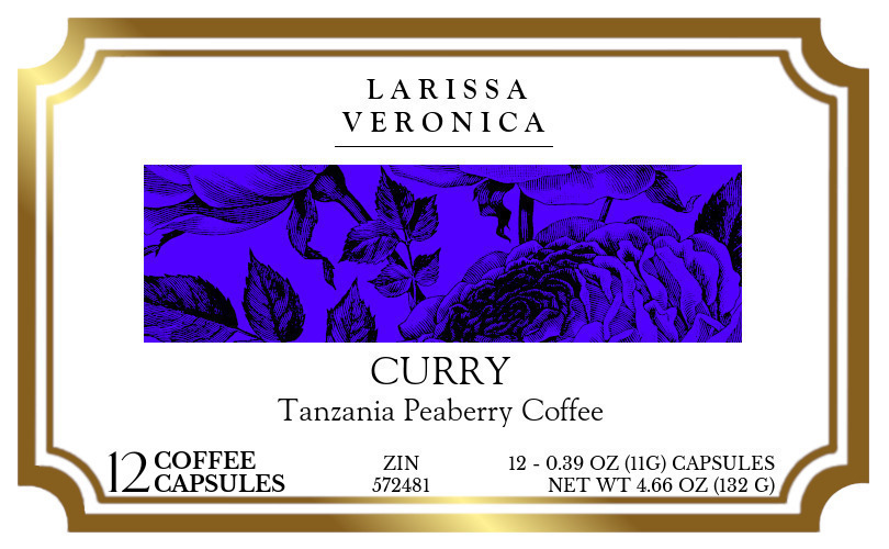 Curry Tanzania Peaberry Coffee <BR>(Single Serve K-Cup Pods) - Label