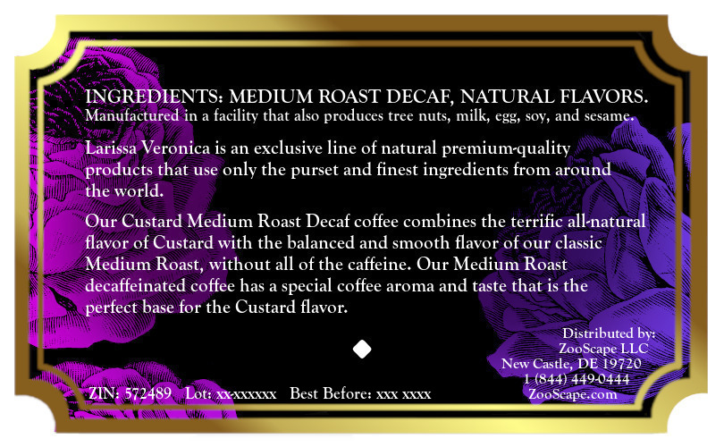 Custard Medium Roast Decaf Coffee <BR>(Single Serve K-Cup Pods)