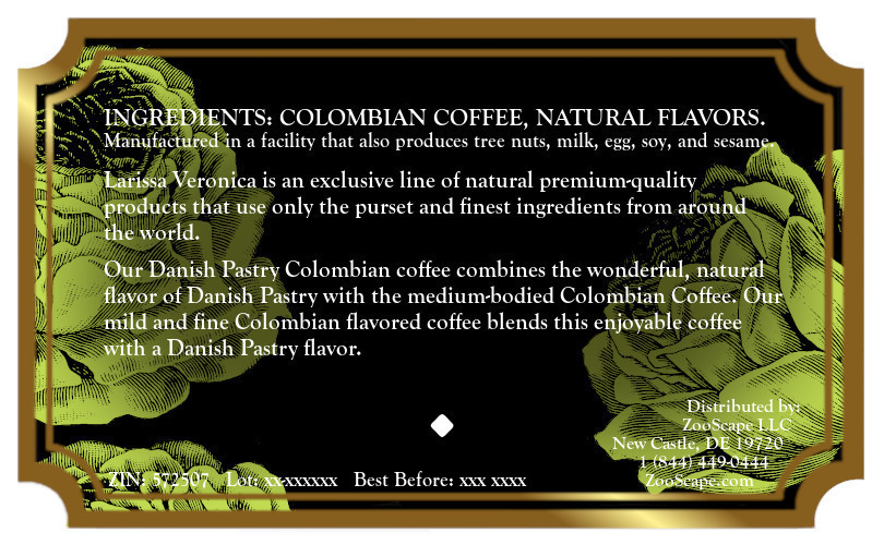 Danish Pastry Colombian Coffee <BR>(Single Serve K-Cup Pods)