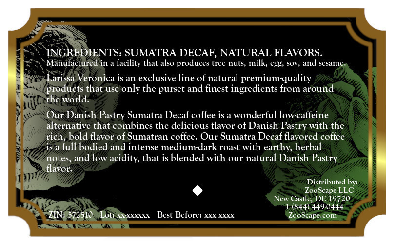 Danish Pastry Sumatra Decaf Coffee <BR>(Single Serve K-Cup Pods)