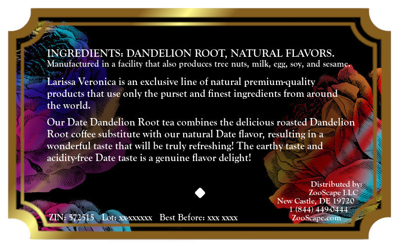 Date Dandelion Root Tea <BR>(Single Serve K-Cup Pods)