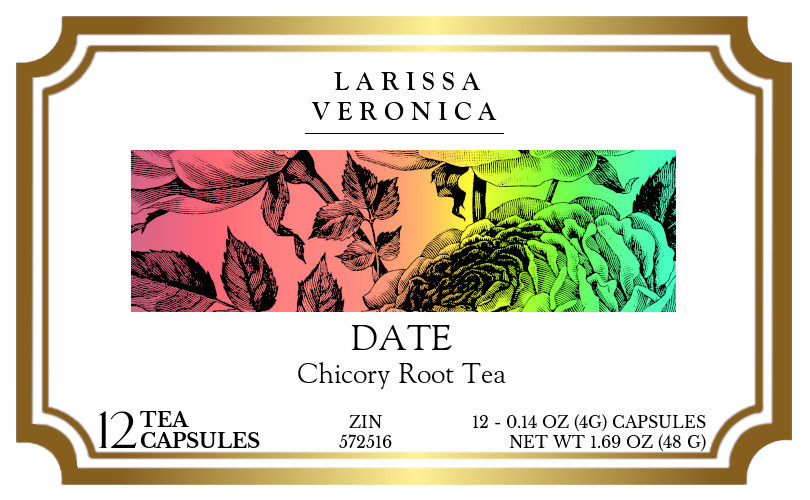 Date Chicory Root Tea <BR>(Single Serve K-Cup Pods) - Label