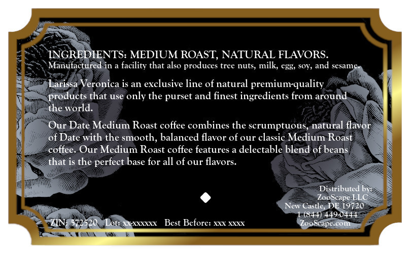 Date Medium Roast Coffee <BR>(Single Serve K-Cup Pods)