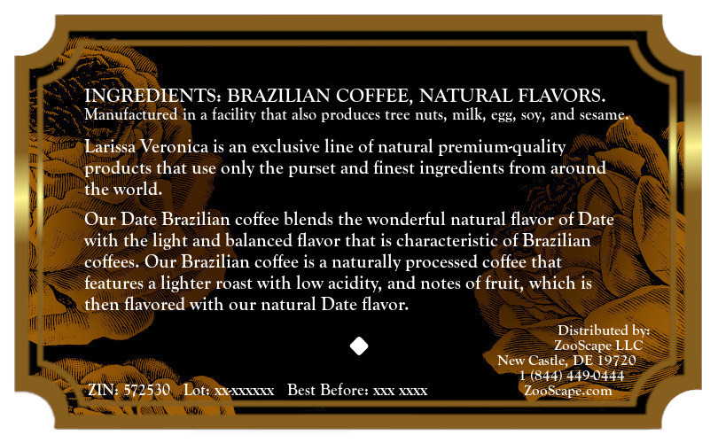 Date Brazilian Coffee <BR>(Single Serve K-Cup Pods)