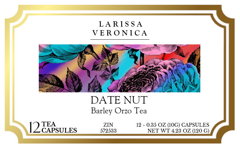 Date Nut Barley Orzo Tea <BR>(Single Serve K-Cup Pods) - Label