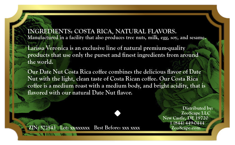 Date Nut Costa Rica Coffee <BR>(Single Serve K-Cup Pods)