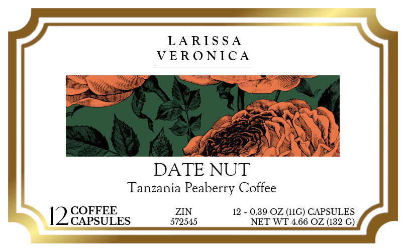 Date Nut Tanzania Peaberry Coffee <BR>(Single Serve K-Cup Pods) - Label