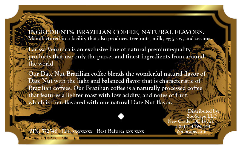 Date Nut Brazilian Coffee <BR>(Single Serve K-Cup Pods)