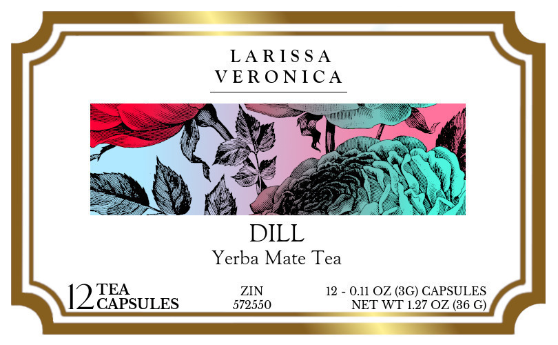 Dill Yerba Mate Tea <BR>(Single Serve K-Cup Pods) - Label