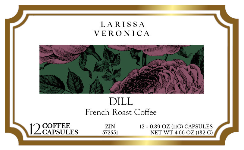 Dill French Roast Coffee <BR>(Single Serve K-Cup Pods) - Label