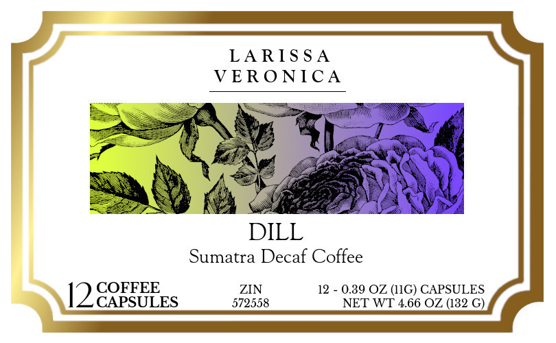 Dill Sumatra Decaf Coffee <BR>(Single Serve K-Cup Pods) - Label