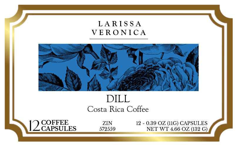 Dill Costa Rica Coffee <BR>(Single Serve K-Cup Pods) - Label
