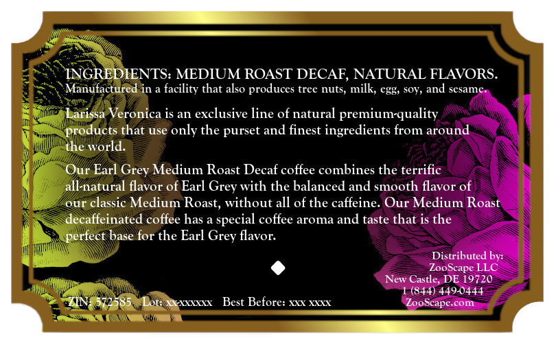Earl Grey Medium Roast Decaf Coffee <BR>(Single Serve K-Cup Pods)