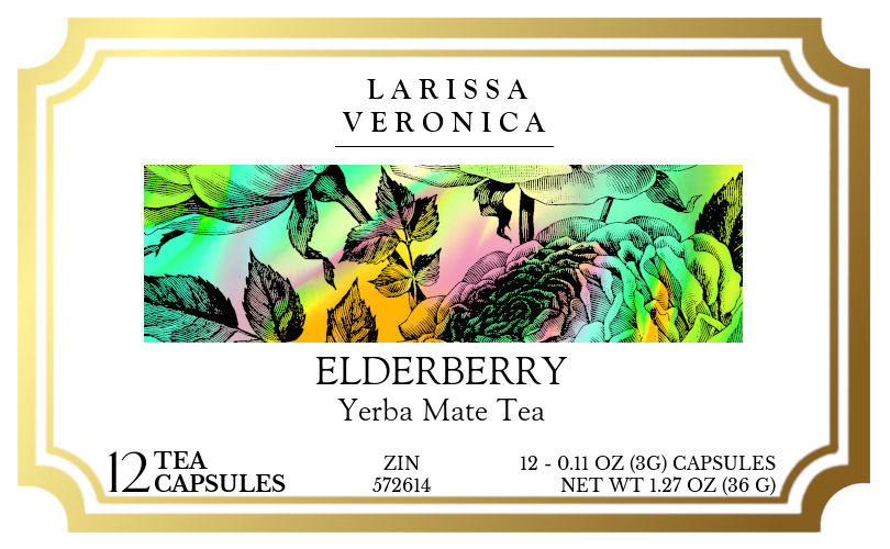 Elderberry Yerba Mate Tea <BR>(Single Serve K-Cup Pods) - Label
